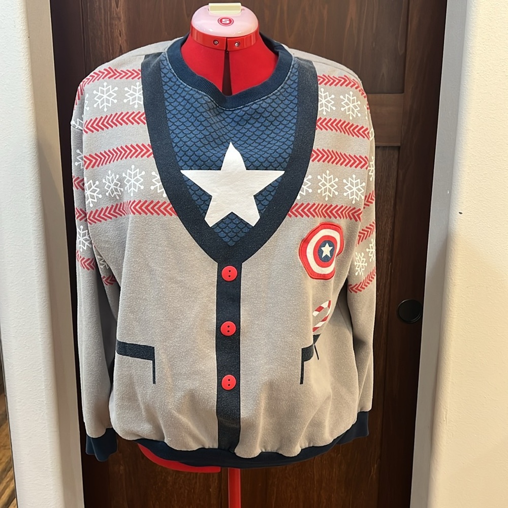 Disney Gray Captain America holiday sweatshirt